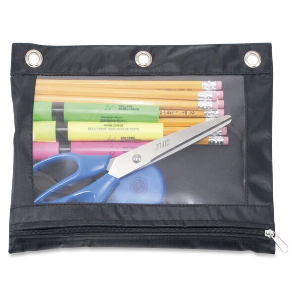 Advantus Corp.  Binder Pouch, Clear Front, Zipper Closure, 7.38"x10", Black Thumbnail
