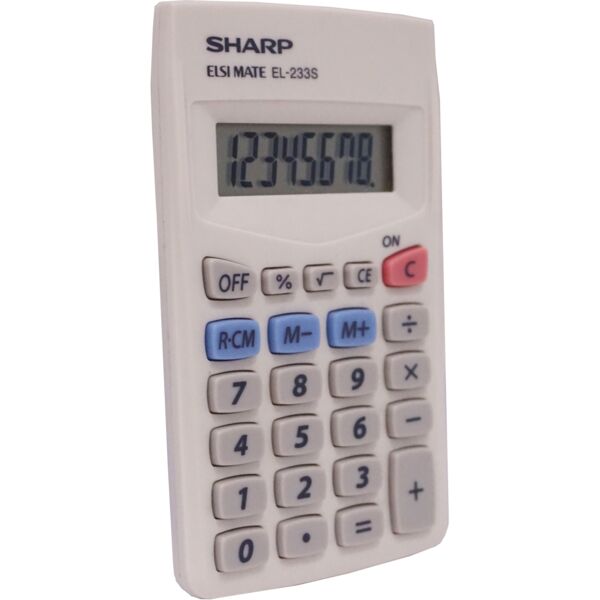 Sharp  Calculator, 8-Digit, 2-4/5"Wx4-3/5"Dx7/10"H, Gray/Blue Thumbnail